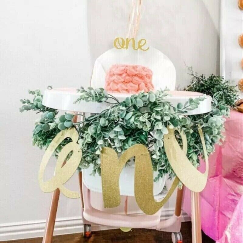 Baby Girl First 1st Birthday Set Lot Party Decorations Balloon Banner Cake Top