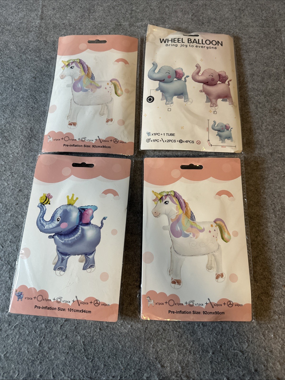 4 Pcs Walking Animal Balloon With Wheels Foil Balloon For Kids Party