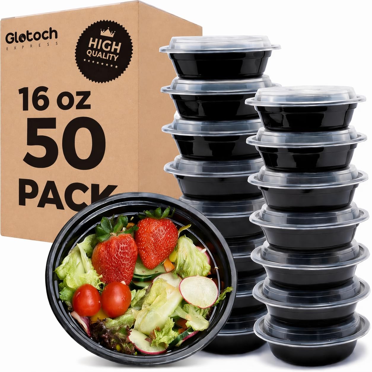 Glotoch 16 oz Meal Prep Containers with Lids (50 Pack) – Reusable & disposable p