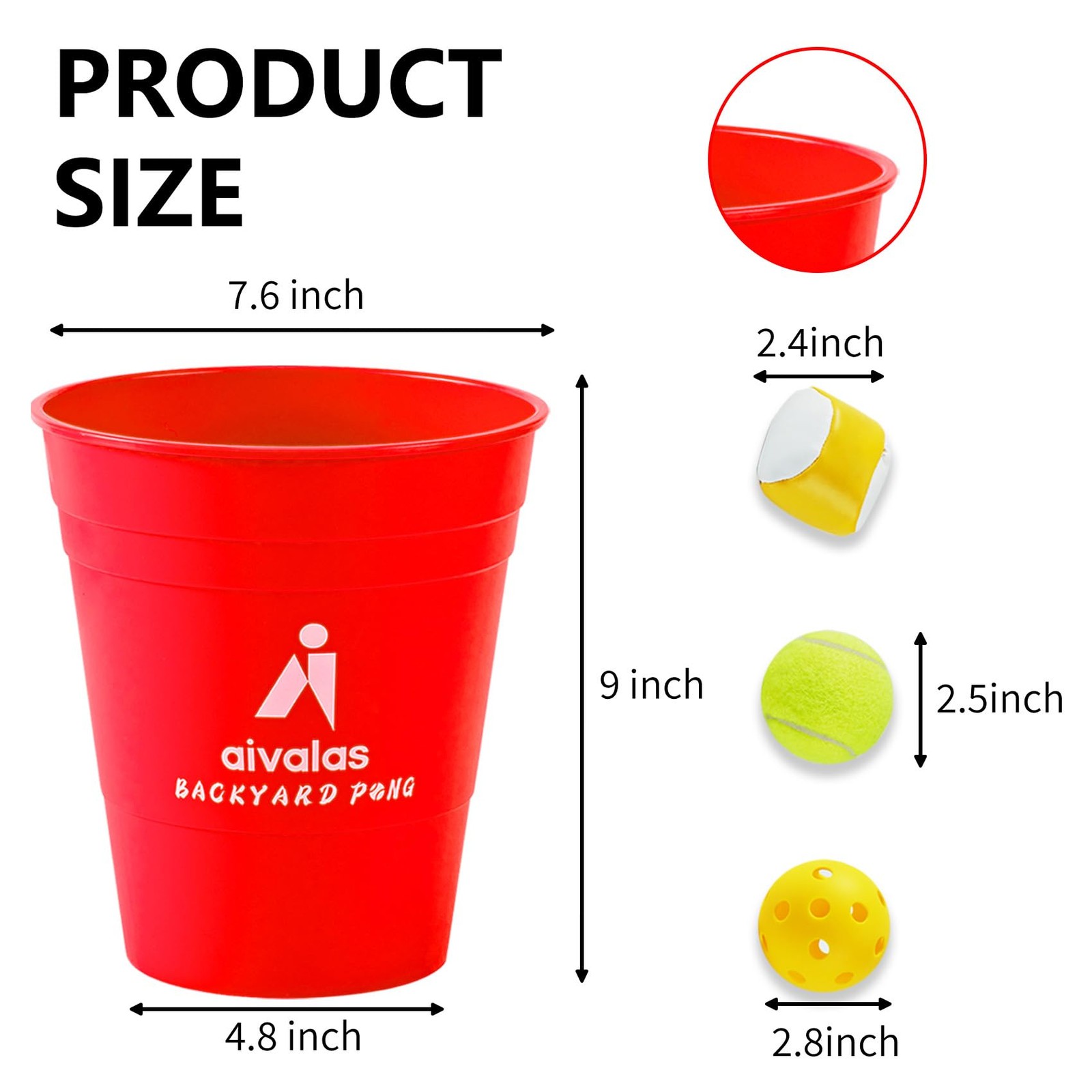 Aivalas Yard Pong Giant Outdoor Toss Games XL Buckets with Giant, Red