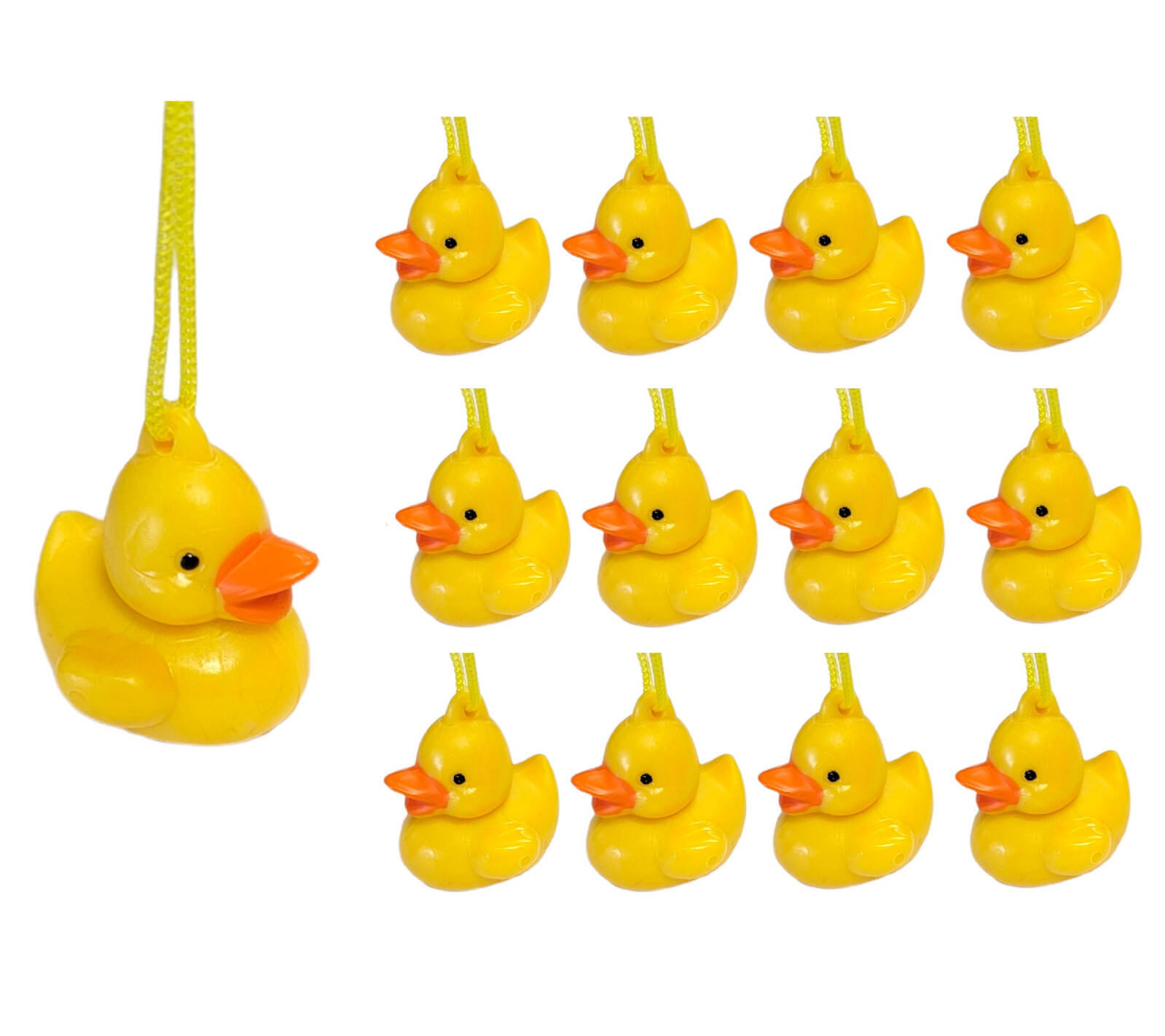 Cool Classic Mini Duck Necklaces (12 Pack) Yellow Duckies. Plastic. Party Favor