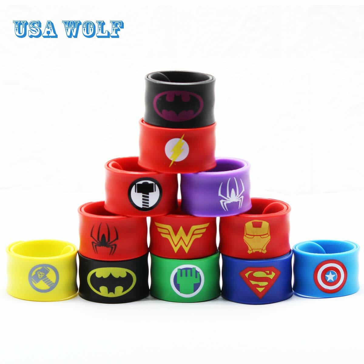 Superhero Slap Bracelet Birthday Party Supplies School Classroom Rewards 24pcs