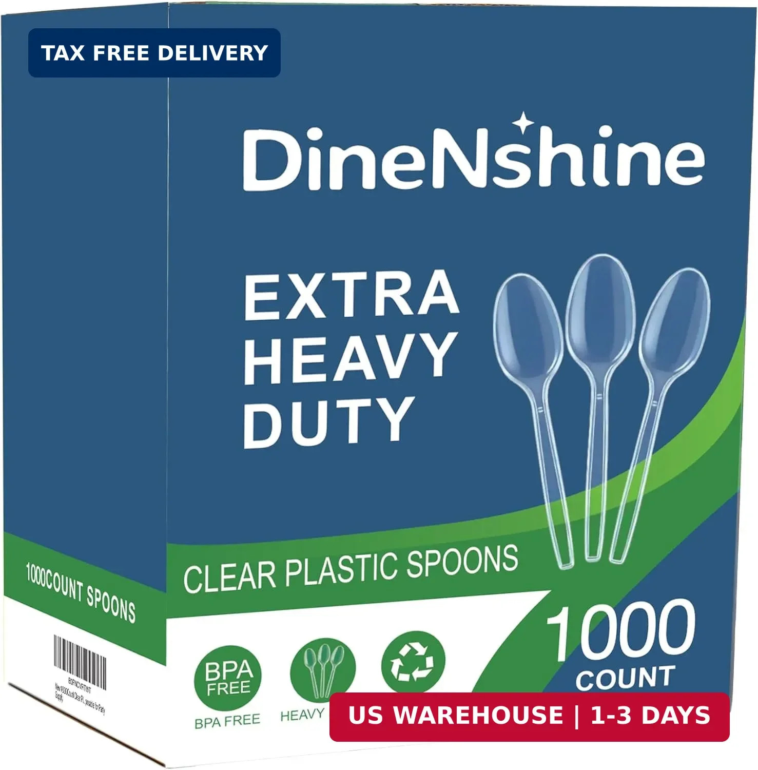 1000 Count Clear Plastic Spoons Disposable, BPA-Free, Heat Resistant, Solid and