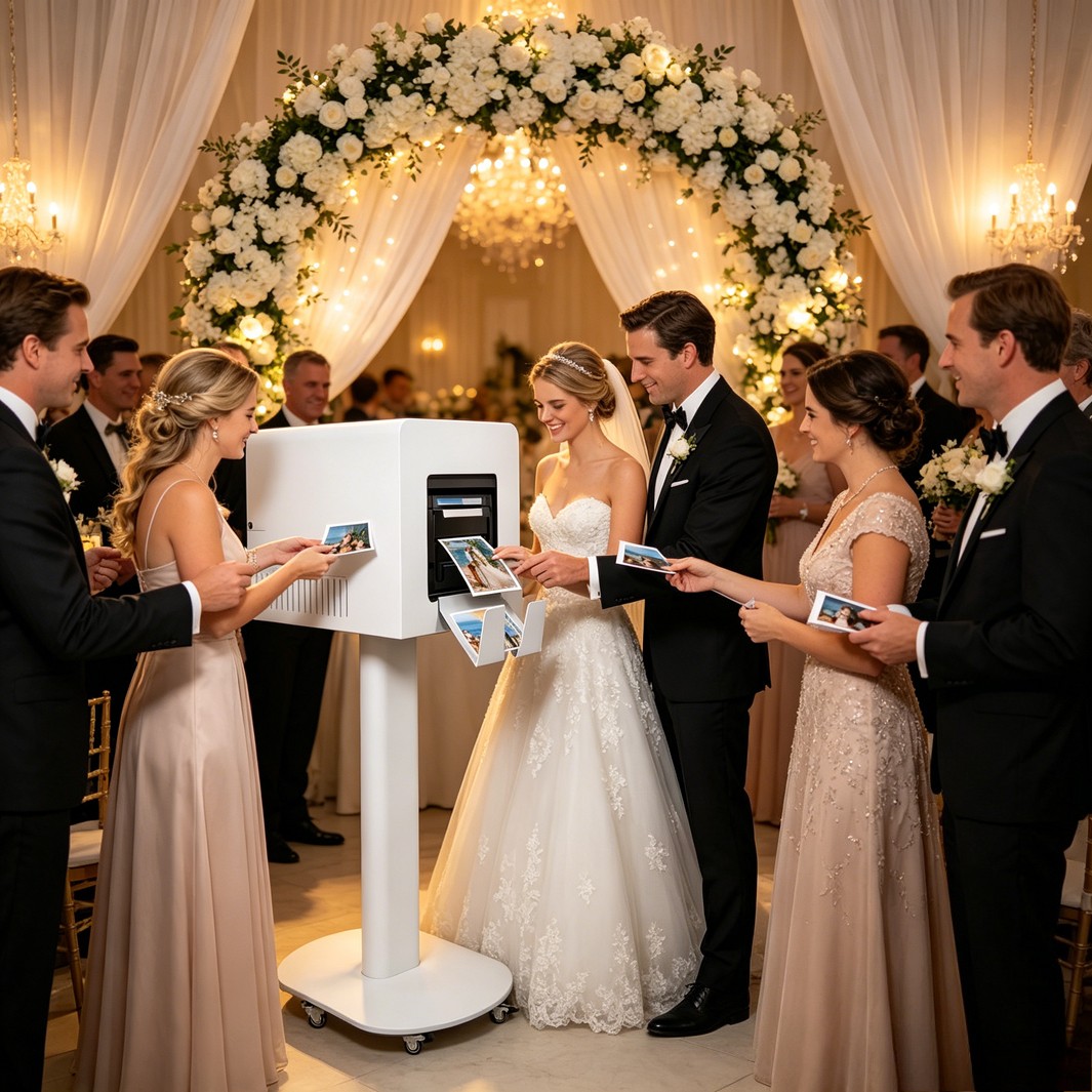 Portable Photo Booth Machine w/Music Sync Light Effects Selfie Booth for Parties