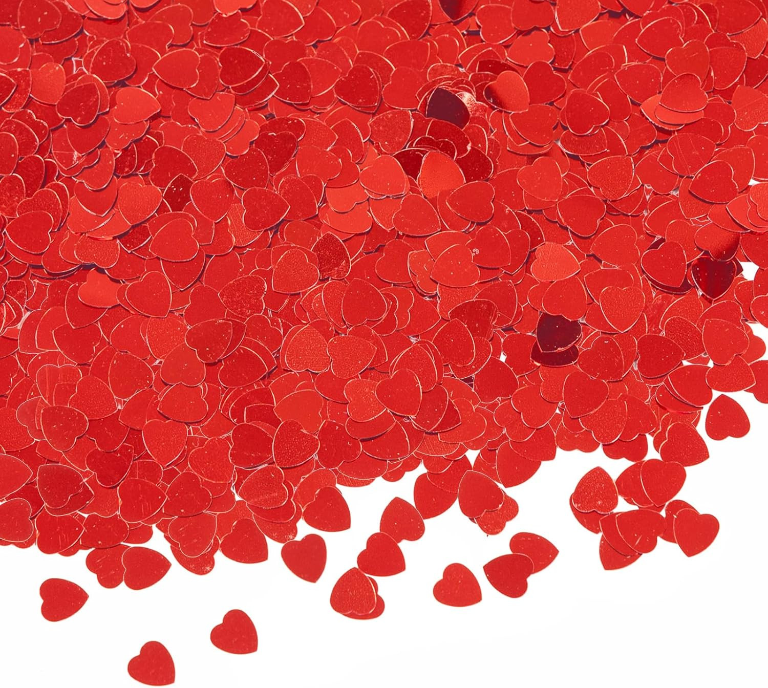 1500Pcs/50G Valentines Day Hearts Confetti Decorations, Red Metallic Foil Heart