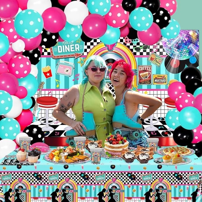1950s Theme Balloon Arch Kit 271 Pcs – Retro Diner 50s Party Décor.