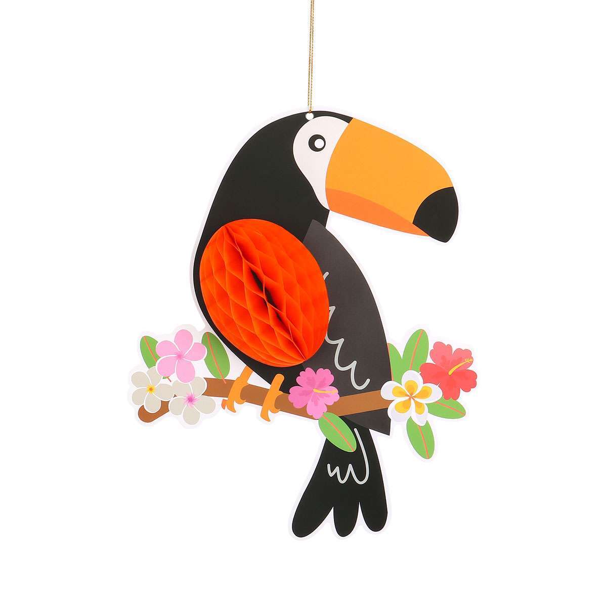 6x Tropical Birds Hanging Parrot Paper Honeycomb Hawaiian Party Bar Wall Decor
