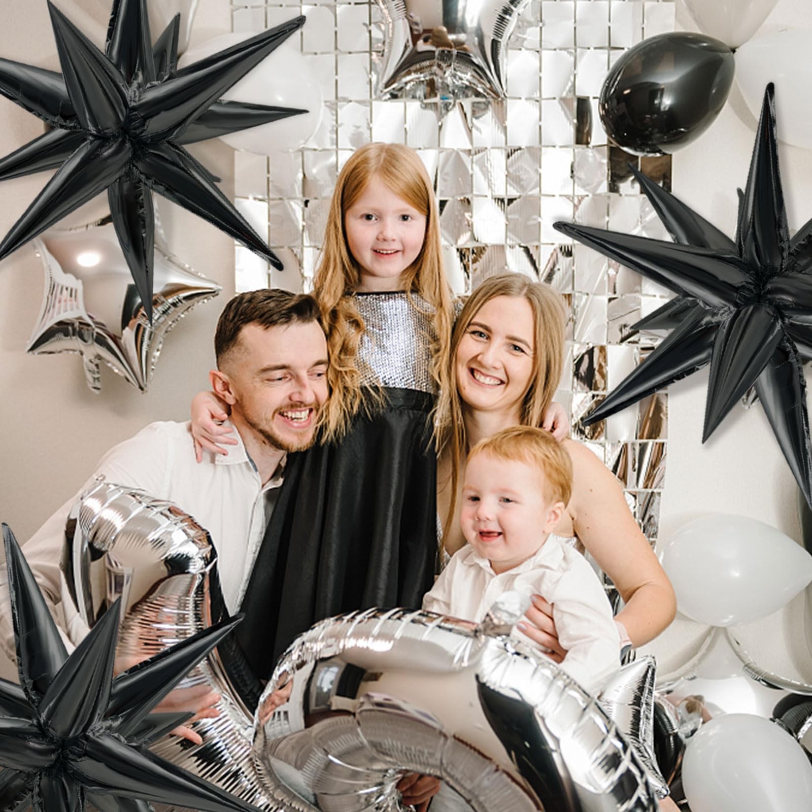 Star Balloons 60Pcs Black Balloon 12 Spike Foil Balloons Explosion Mylar Cone…