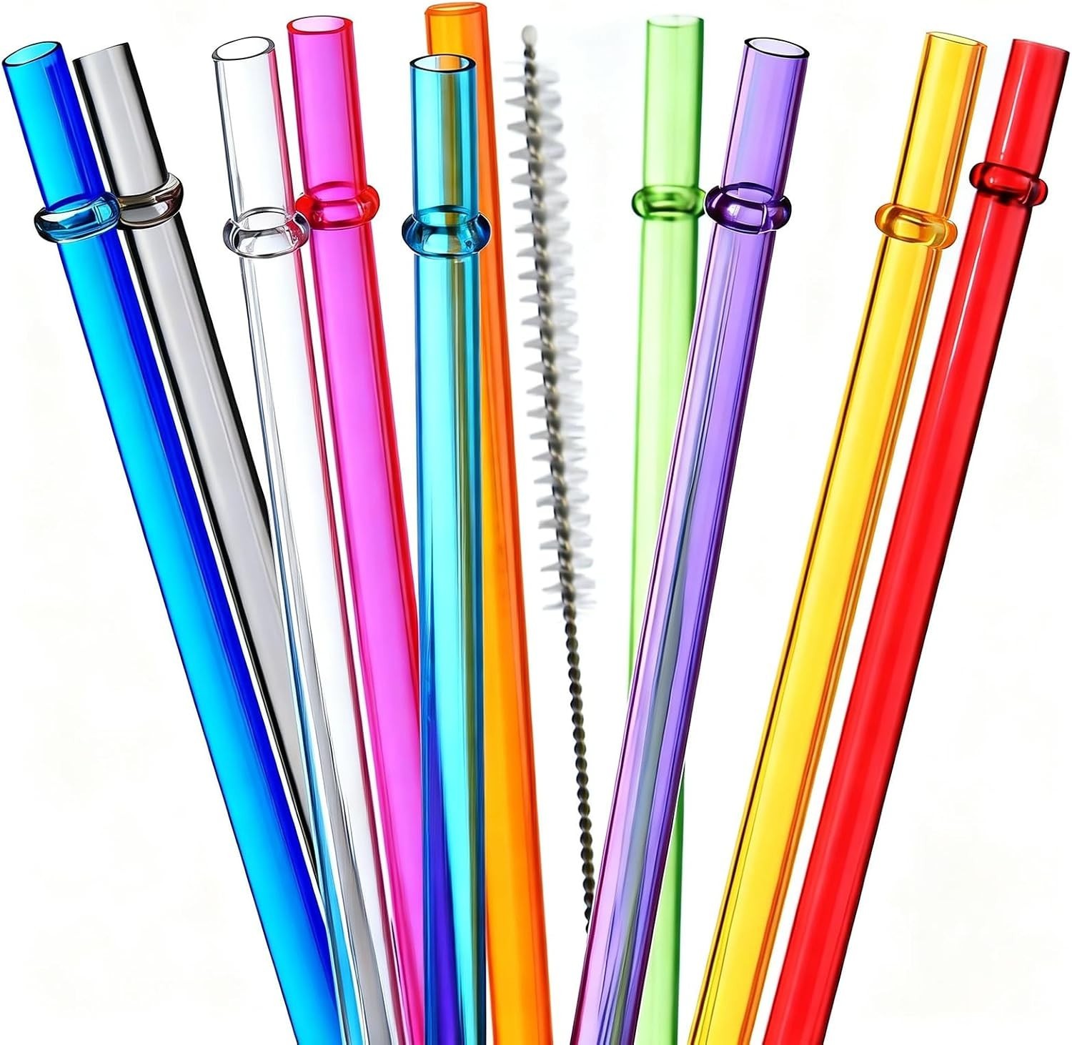 Vibrant Rainbow 10.5-Inch Reusable Straws for Tumblers – BPA-Free & Easy Clean