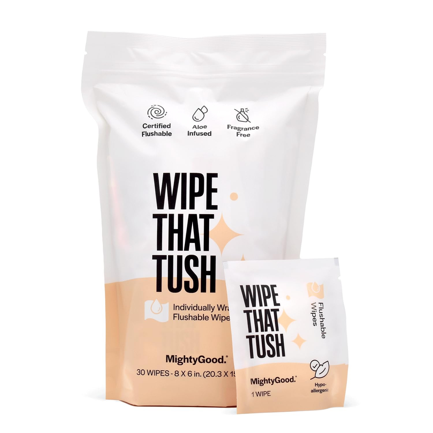 Wipe That Tush On-The-Go Flushable Wipes – 1 Pack of 30 Individually Wrapped Wip