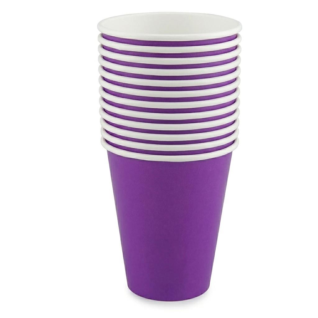 Solid Purple Paper Cups Birthday Party Supplies 12 Per Package 9 oz New