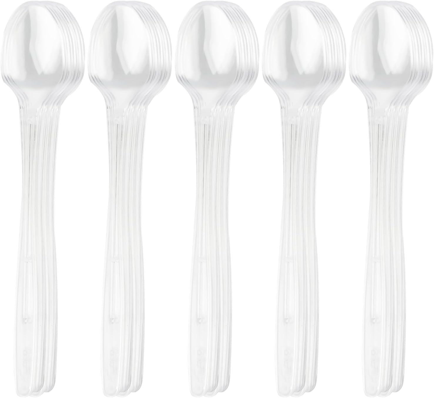 Clear Plastic Spoons, 8.25″ Heavy Duty Disposable Spoons, Long Handle Spoon,