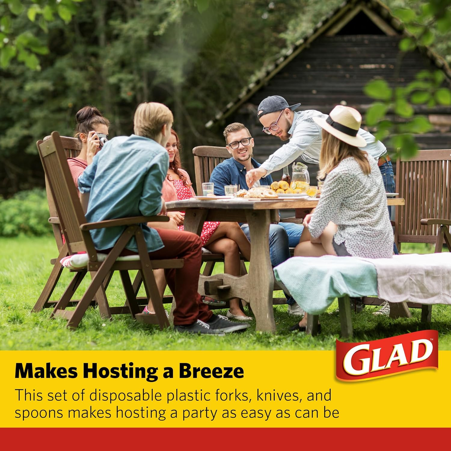 Glad Clear Disposable Cutlery Set with Heavy Duty Plastic Forks, Knives, and Spo