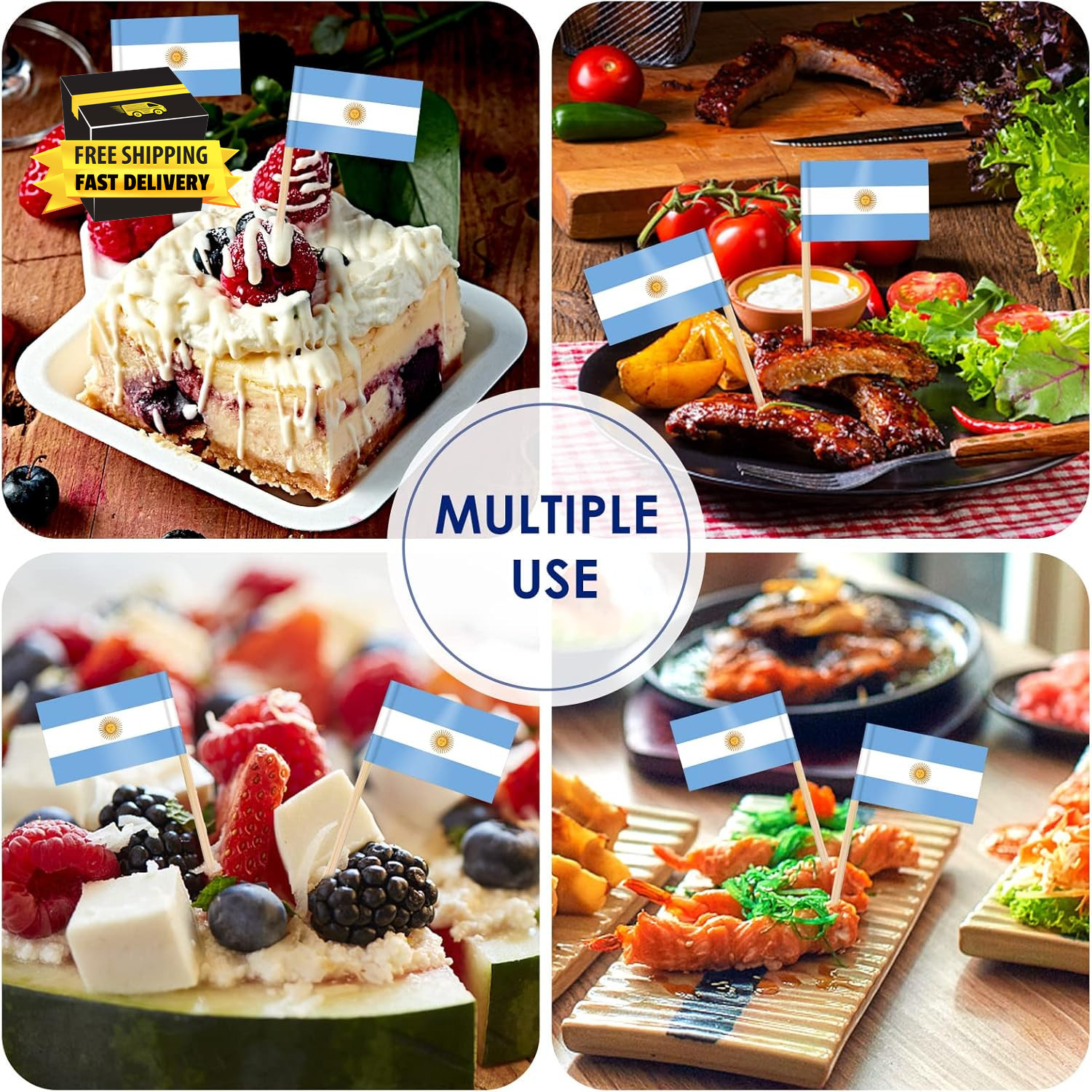 Hispanic Heritage Cupcake Toppers, 100 Pcs Toothpick Flags for Hispanic Heritage