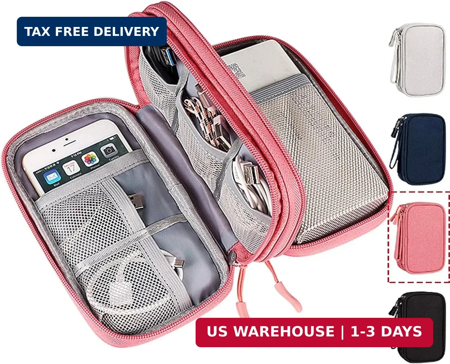 CAOODKDK Electronic Organizer Travel USB Cable Accessories Bag/Case,Waterproof f