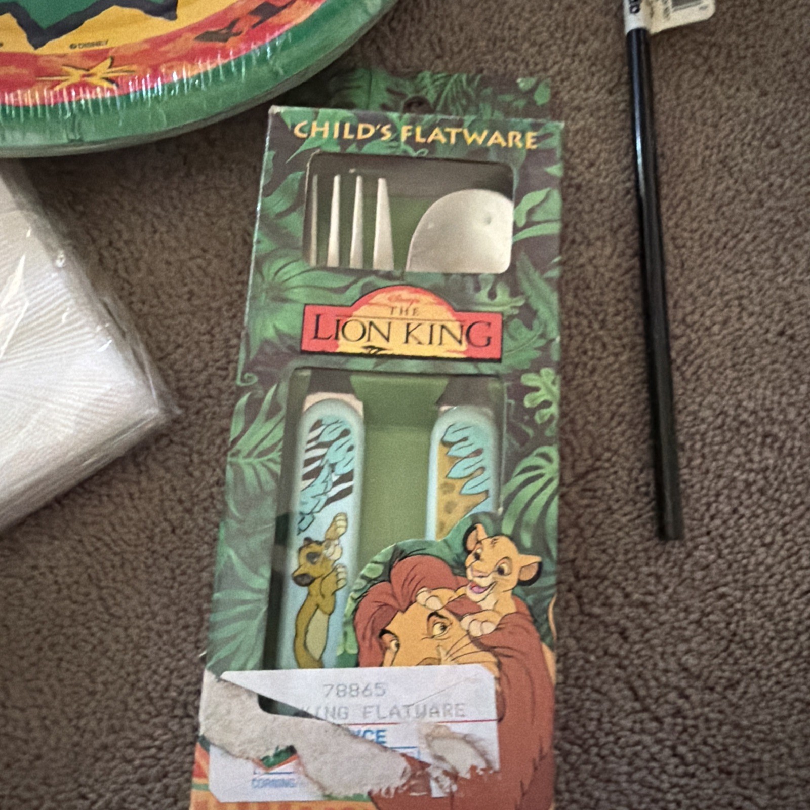 Vtg. Disney Lion King party plates napkins Flatware Sippy Cup Straw New In Pkg.