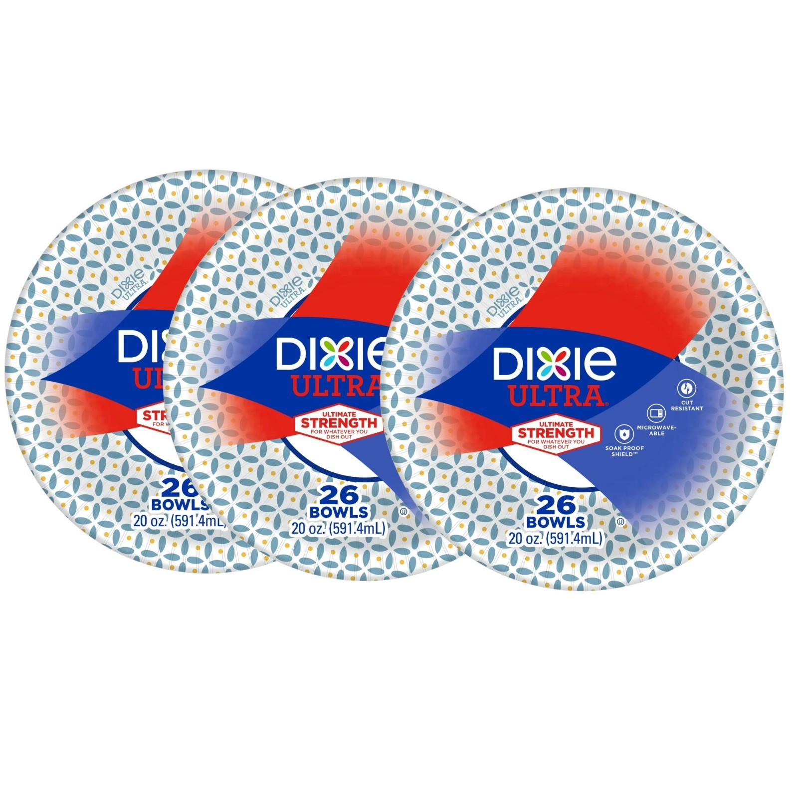 Dixie Disposable Paper Bowls, 20 oz, 26 count (Pack of 3 )
