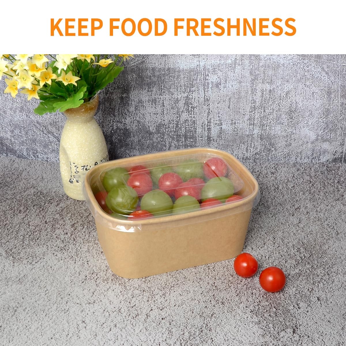 50 Pack 35 oz Paper Food Containers with Lids Paper Meal Prep Containers with…
