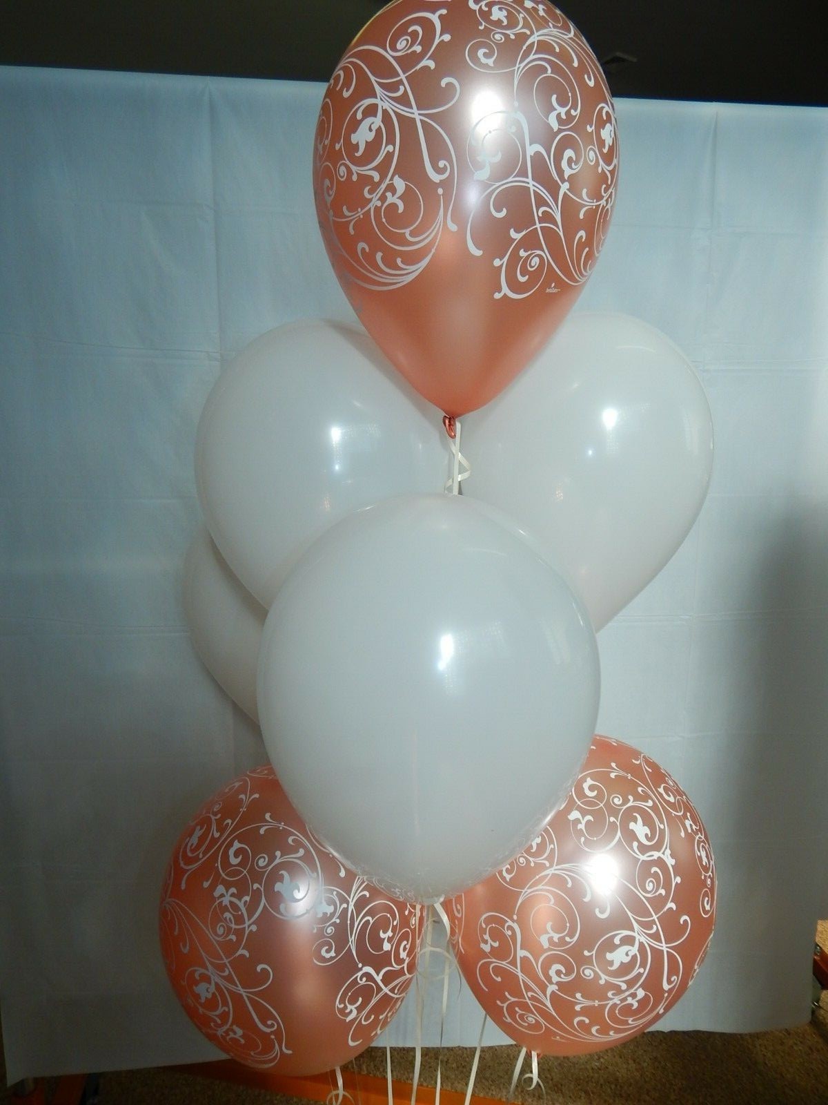 Rose Gold Balloons,Filigree and White Latex Balloons, Bridal Shower, Birthday