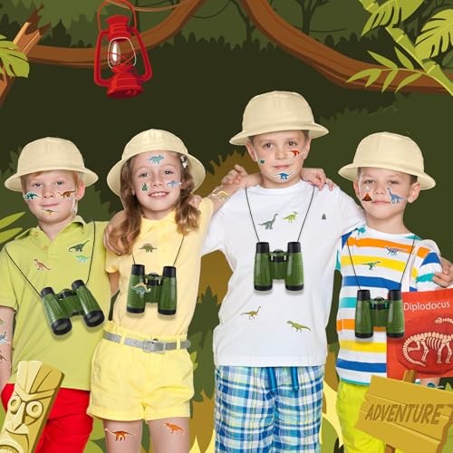 48 Pcs Kids Explorer Costume Set Include Plastic Kids Safari Hat Dinosaur