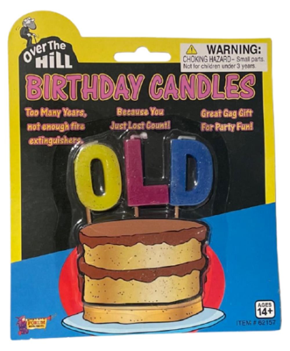 OLD – Over The Hill Birthday Candle Cake Topper – Gag Prank Joke Retirement