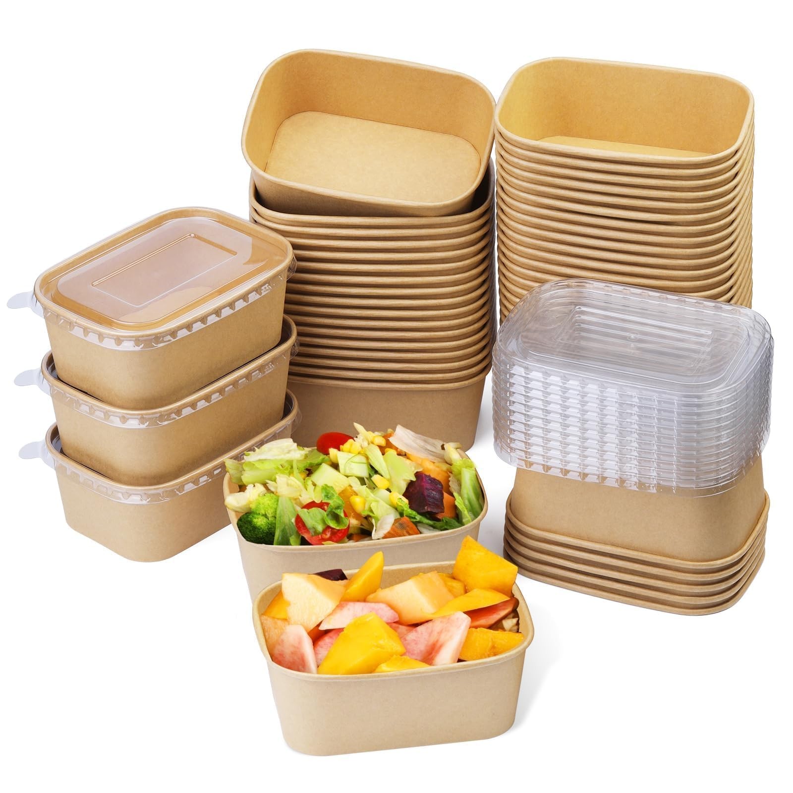 Recipientes de papel de 29 oz, recipientes desechables para alimentos con tapa