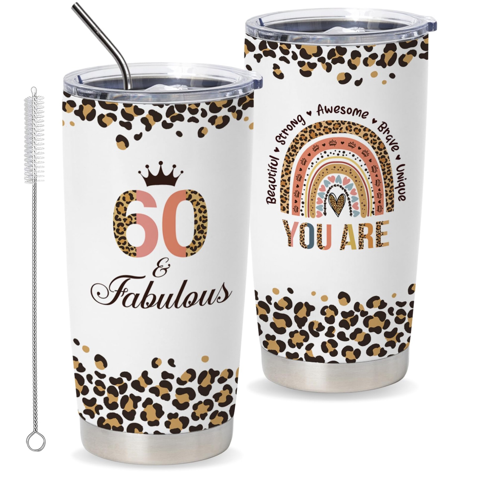 Vivulla68 Happy 60th Birthday Gifts For Women, 60 20 Ounces, White