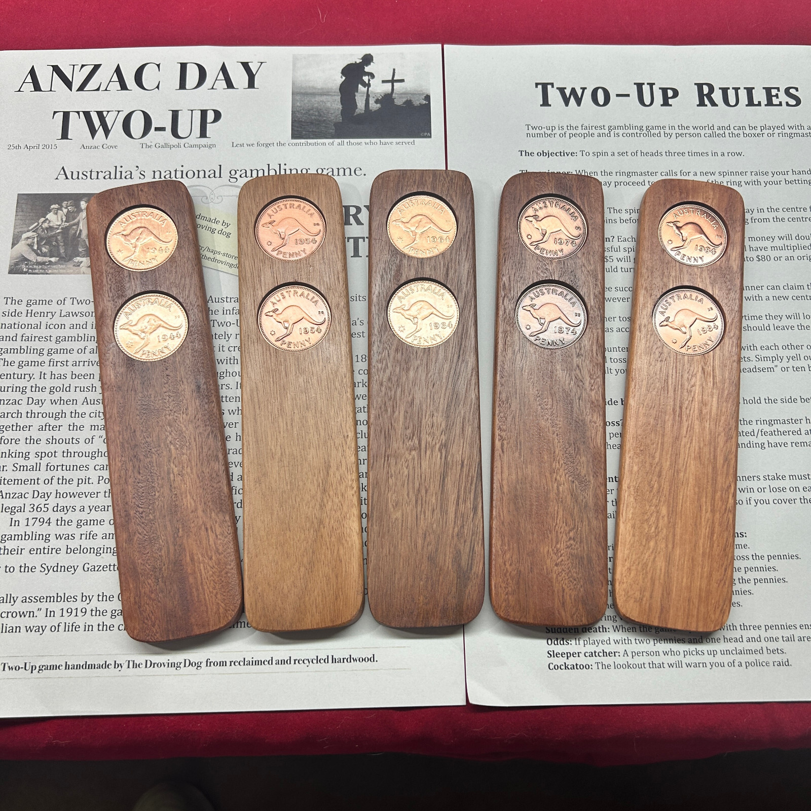 70th Birthday Present Gift – 1956 Australian Penny 2UP Game – ANZAC Day Two-Up