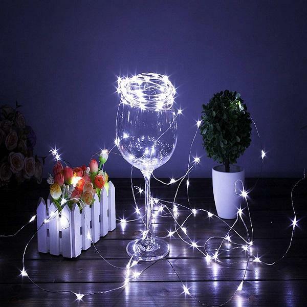20 White LED Fairy String Light Weatherproof Wire w/ Timer 6ft Battery Operated