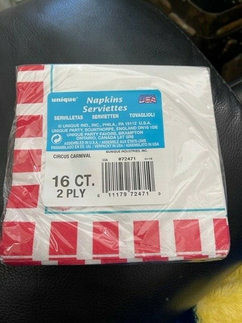 CIRCUS CARNIVAL BEVERAGE NAPKINS (16) ~ Birthday Party Supplies New!!!