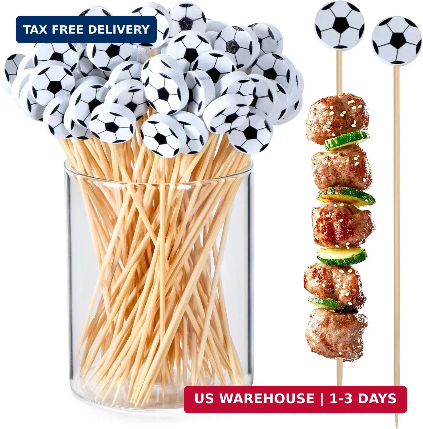 JtmyAota 100 Pack Soccer Toothpicks, 4.7 Inch Bamboo Cocktail Picks, Bamboo Toot