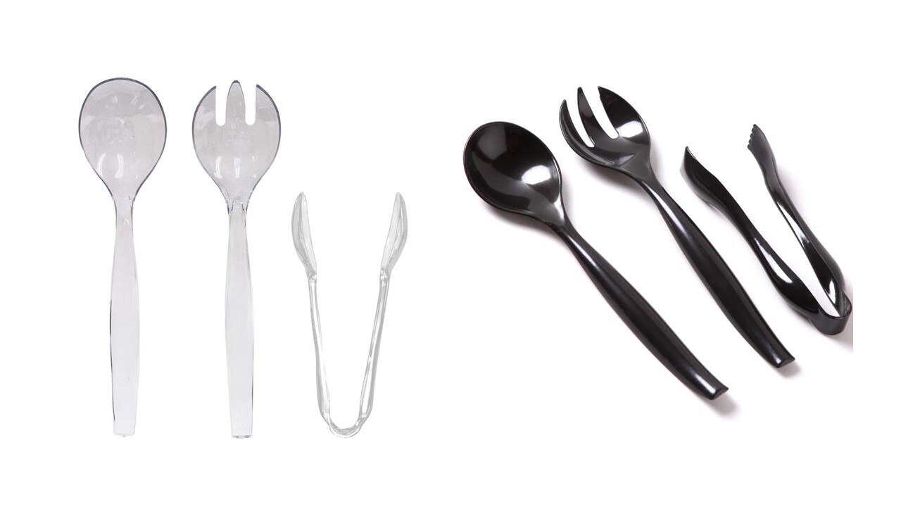 9 Pcs Disposable Serving Utensils Plastic Serving Spoons 10″ Forks 10″ Tongs 6″