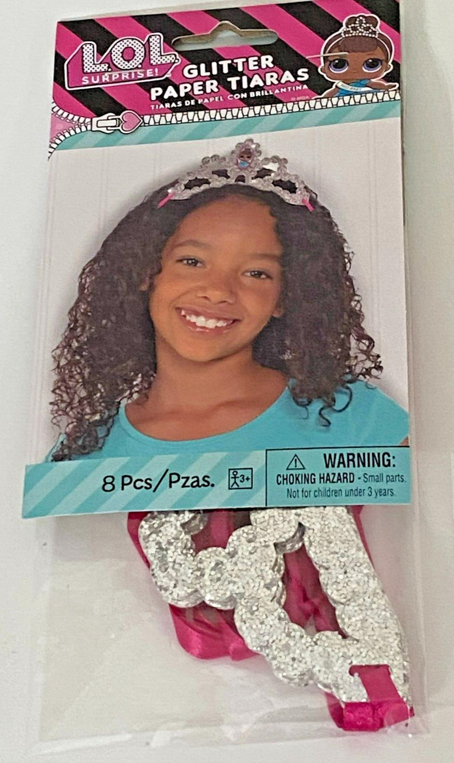 NEW PARTY FAVORS LOL 8 PC GLITTER PAPER TIARAS BIRTHDAY FAVORS FUN FREE SHIP