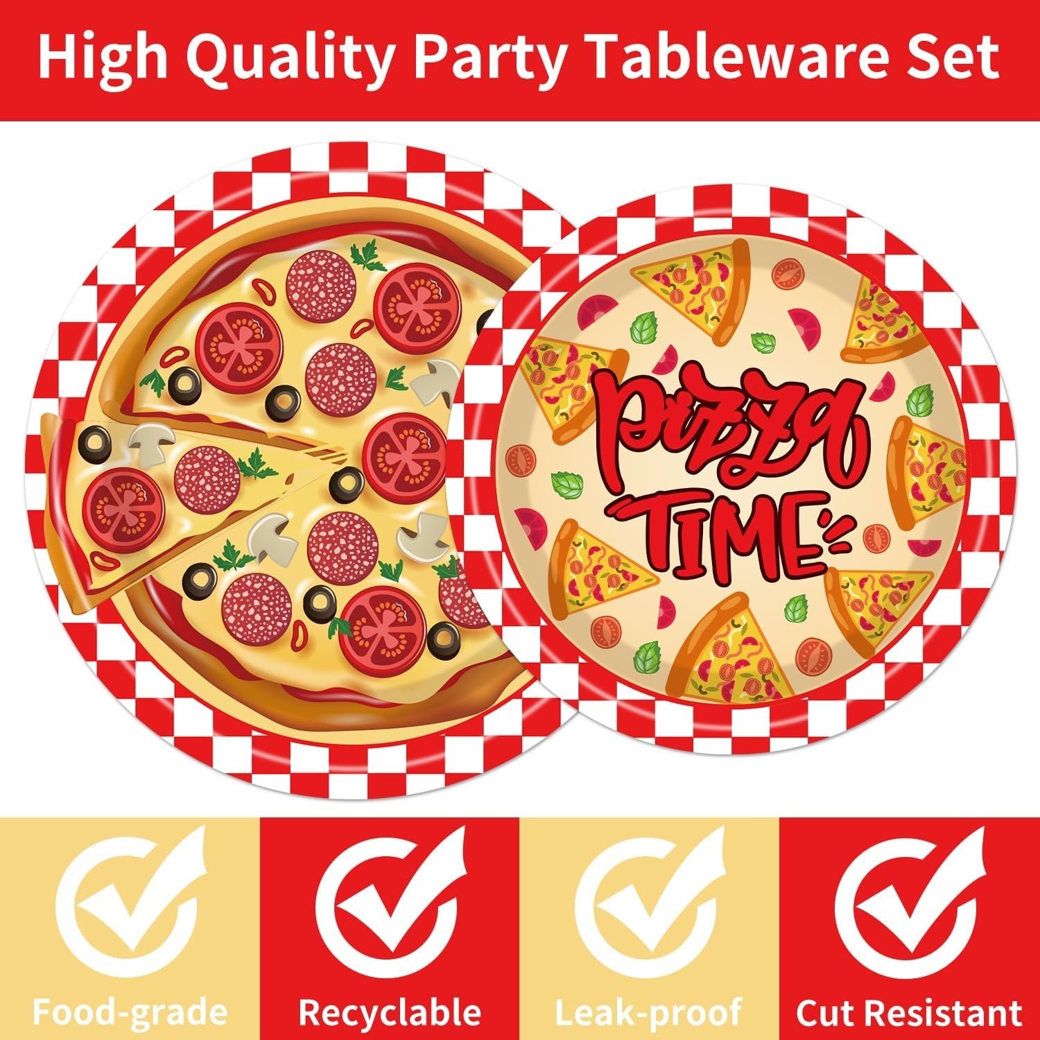 Pizza Time Food All Occasion Disposable Tableware (Plates, Napkins, Forks)