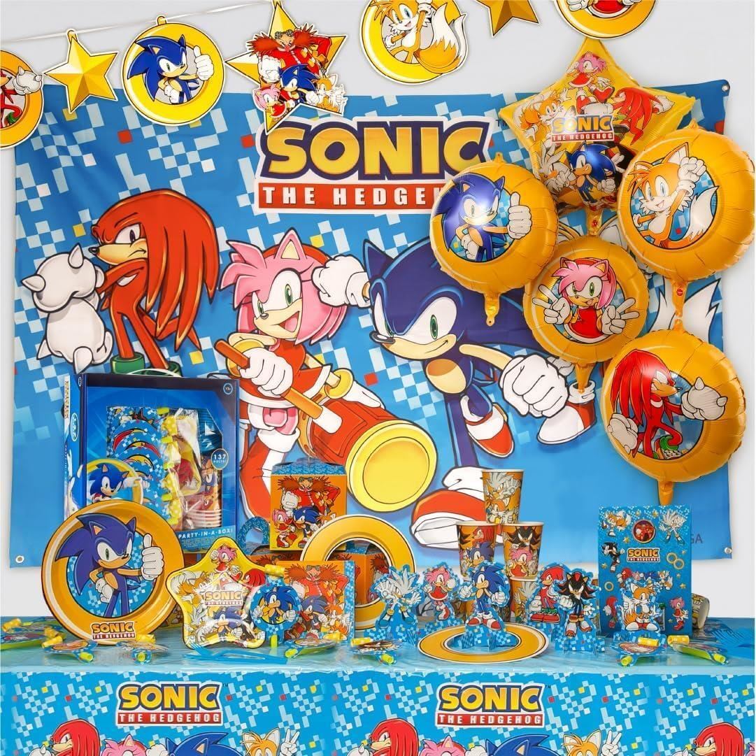 Sonic The Hedgehog Party in a Box Kit 137pcs Birthday Balloons Decorations