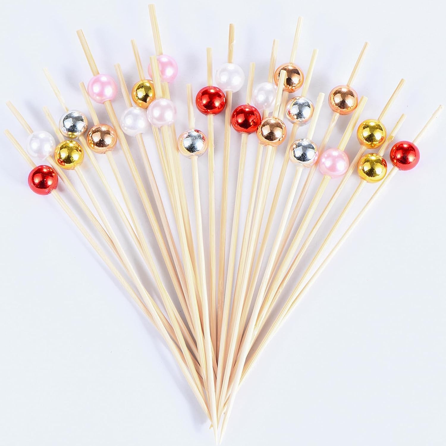 100 Pcs Pearl Toothpicks for Appetizers, 4.7 Inch Pearl Cocktail Picks for Party