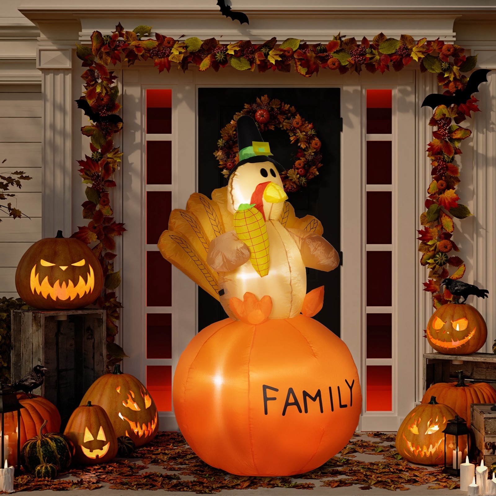 HOMCOM 4.9ft Inflatable Thanksgiving Turkey