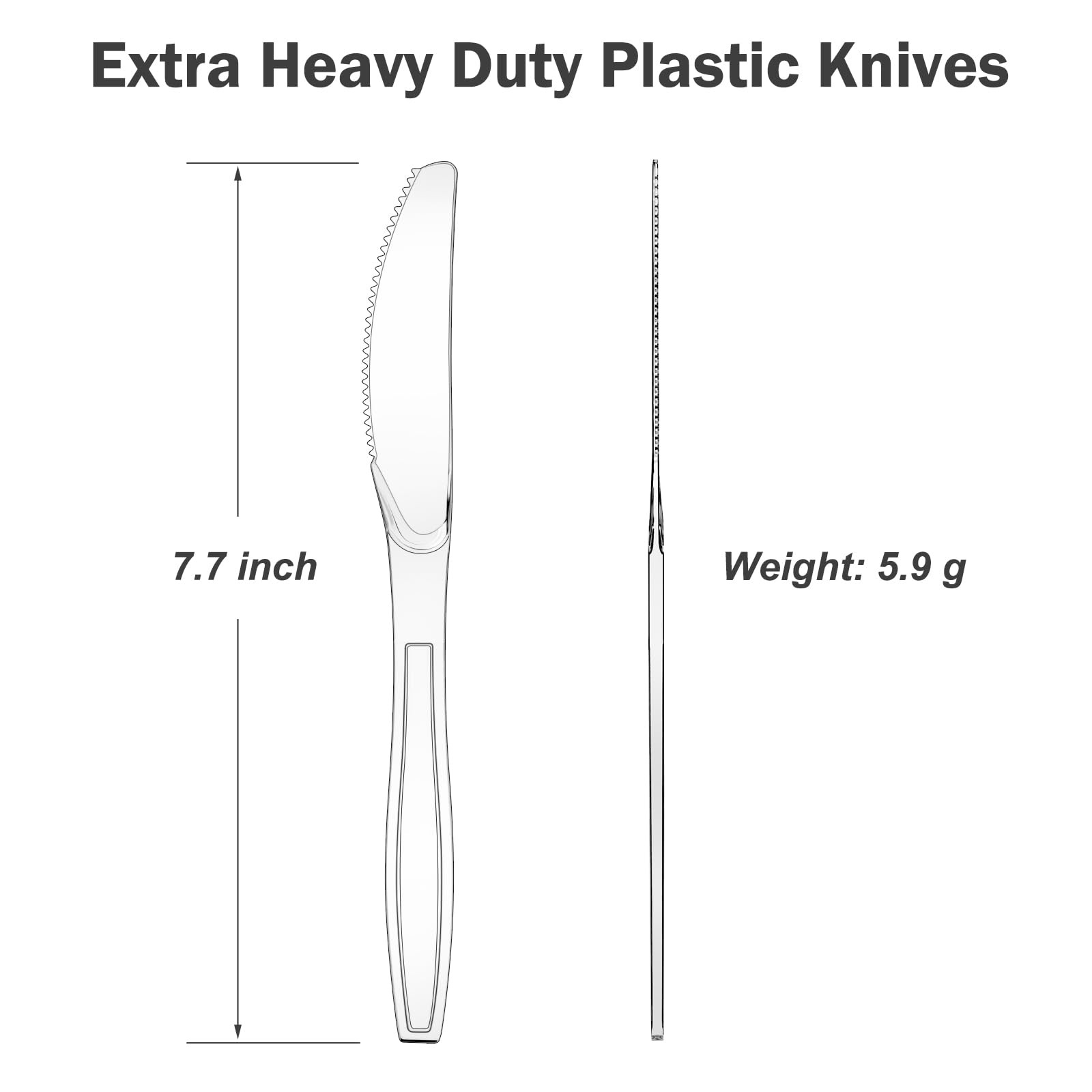 360 Count Extra Heavy Duty Clear Plastic Knives Disposable, BPA-Free, Heat Re…