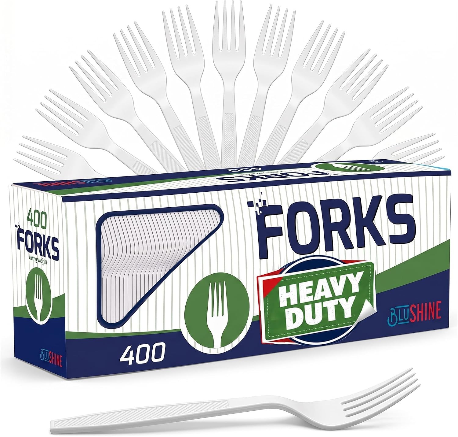 Heavy Duty Plastic Forks, Disposable Bulk Cutlery | 400 Count Heavy Duty White