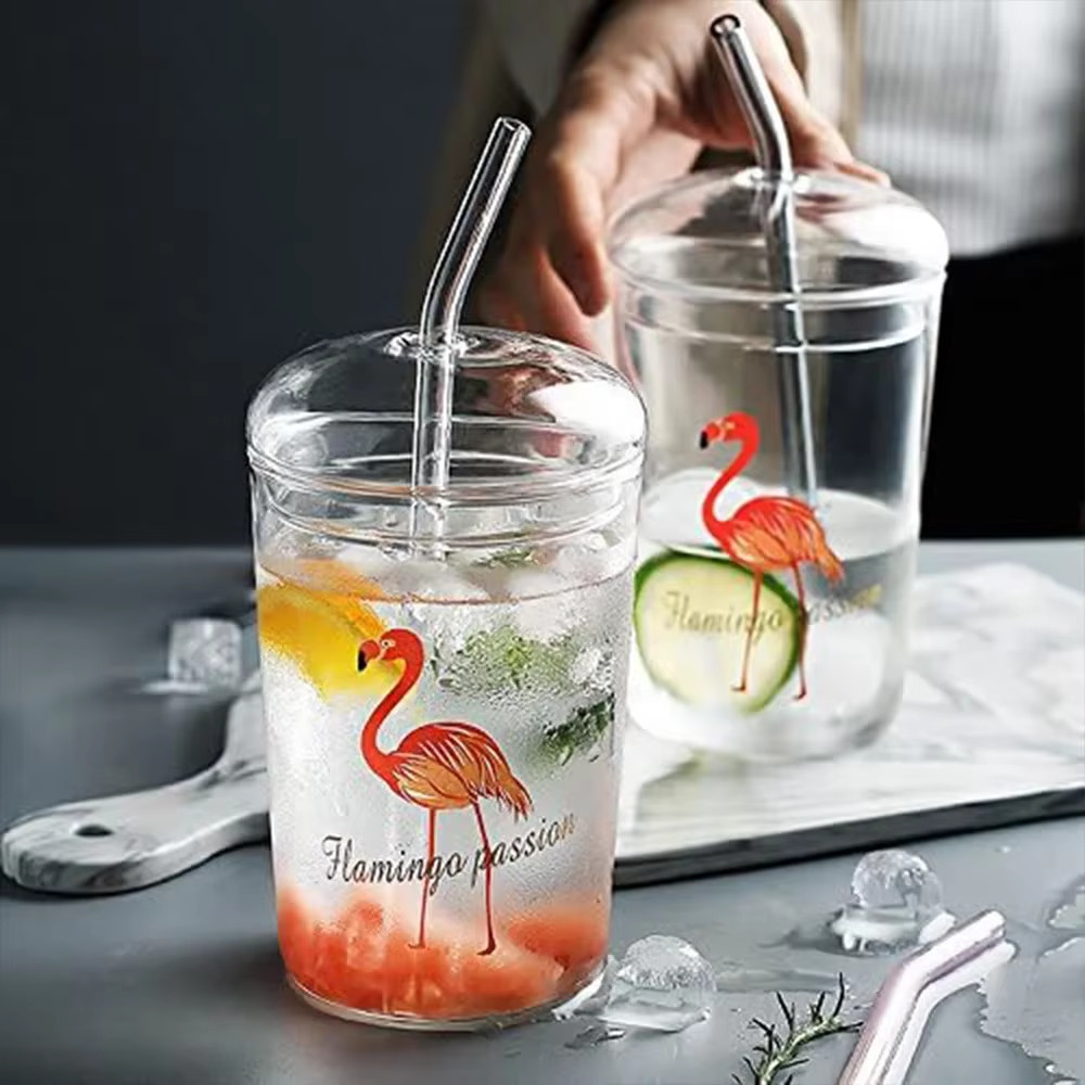 1-10Pcs Reusable Smoothie Glass Straw, Clear Drinking Straws for Smoothie Milksh