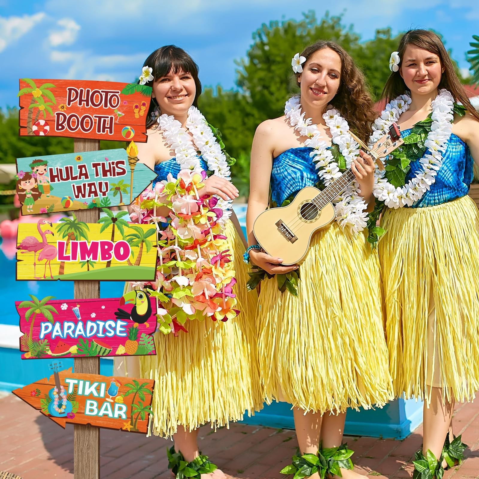20 Pcs Luau Party Decorations Tropical Aloha Table Signs Multiple Colors Set