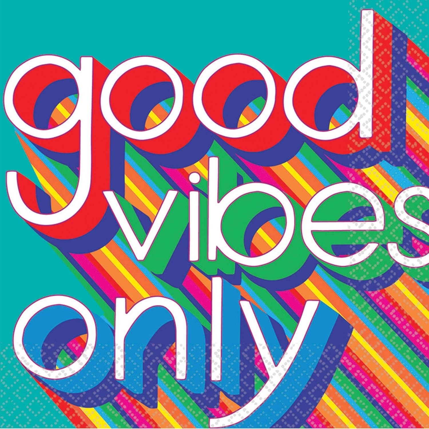 Good Vibes 60’s & 70’s Decades Retro Theme Party Paper Luncheon Napkins