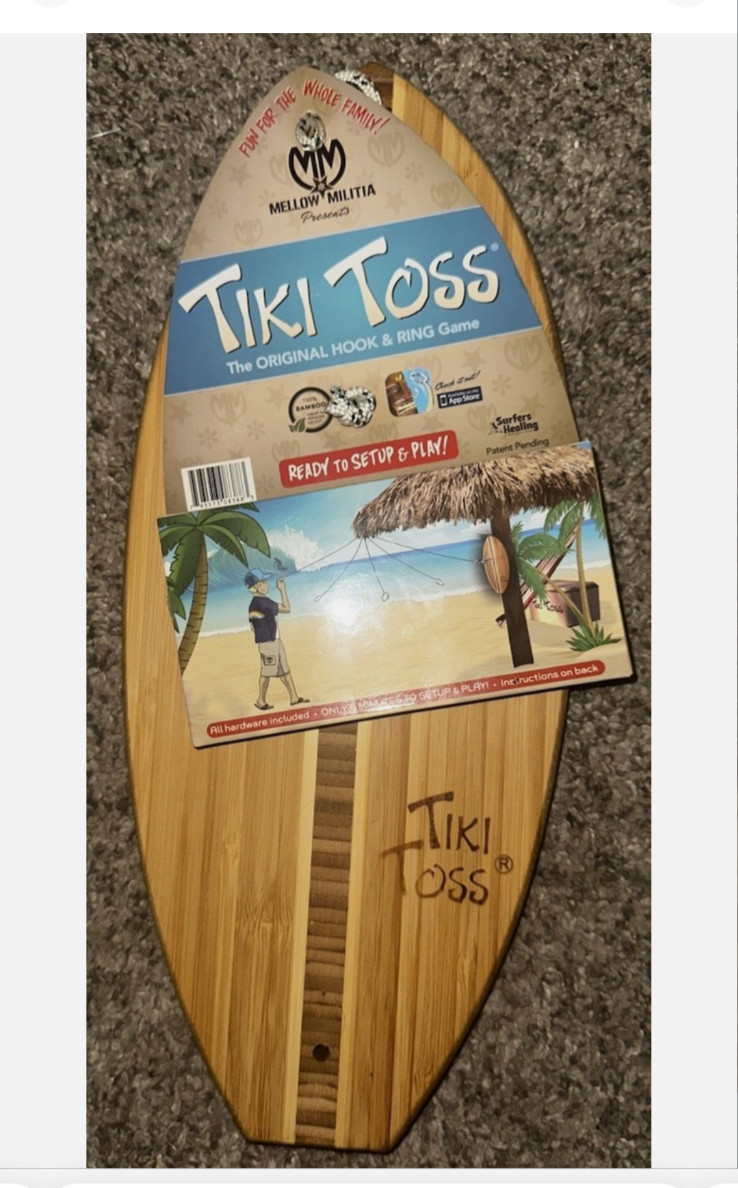 Tiki Toss Ring Toss Game for Adults – 13 Inch Surfboard Edition – Hook and Ri…