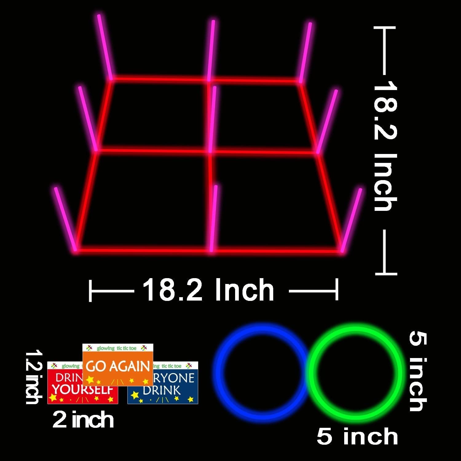 18.2 Inch 3-in-1 Glowing Ring Toss Tic Tac Toe Outdoor Game for Adults and Fa…