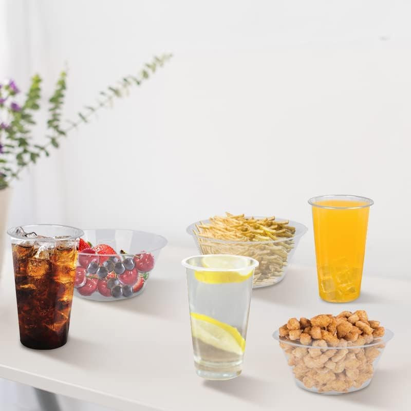Snack and Drink Cup, 30 Sets Disposable Plastic Cup with Snack Bowl on Top