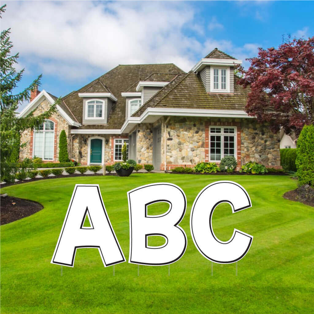Alphabet Yard Letters, Solid Color with Outline 24″ KG, 26 pcs, Stakes Included