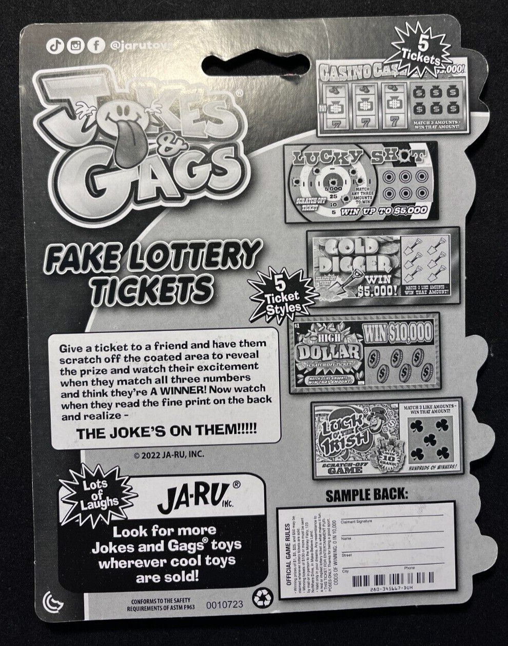 Jokes & Gags – Fake Lottery Tickets – Every Ticket is a Winner! – 5 Tickets