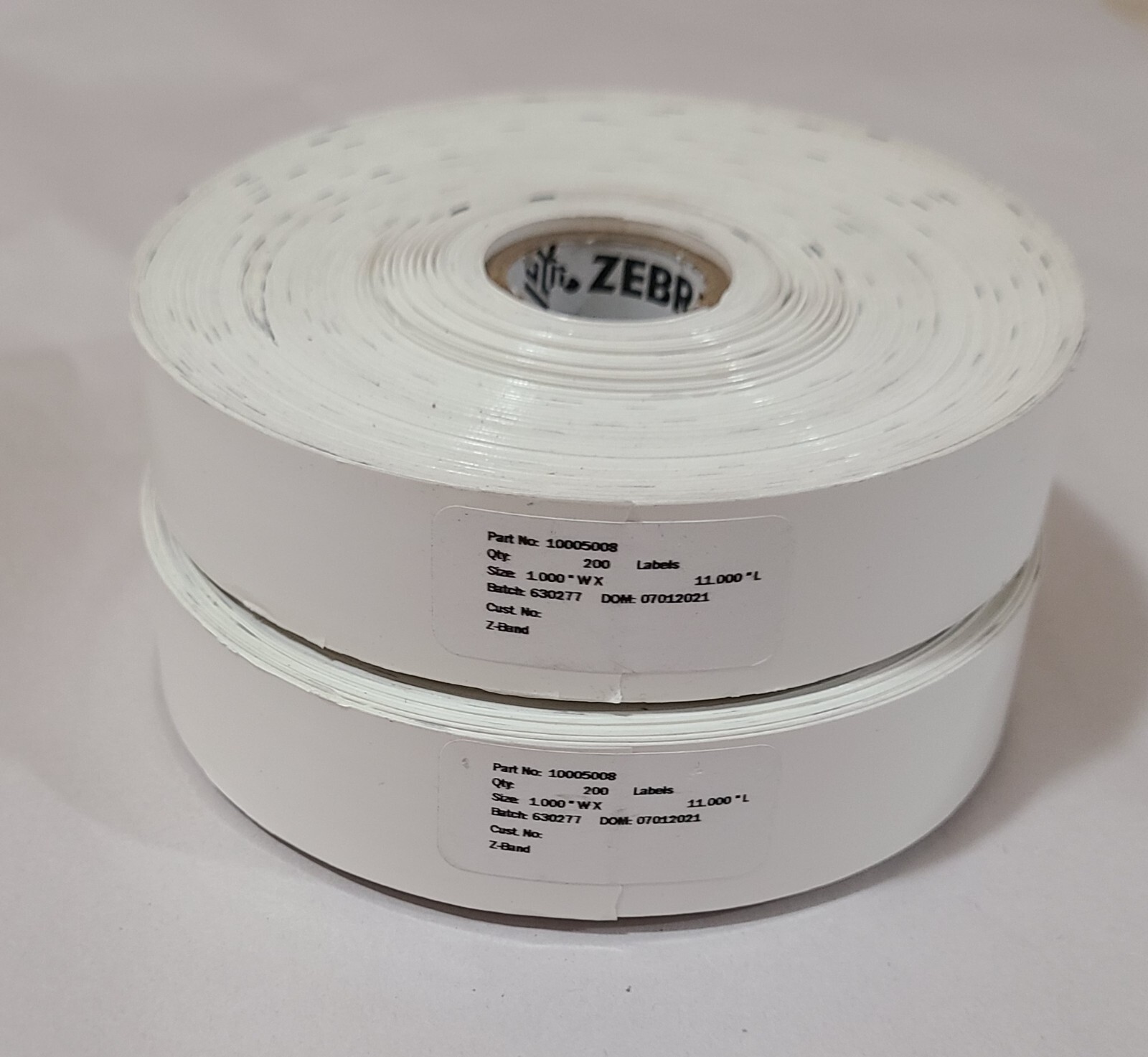 Zebra 10005008 400 Wristband Polypropylene 1 x 11in Direct Thermal Z-Band 2X200