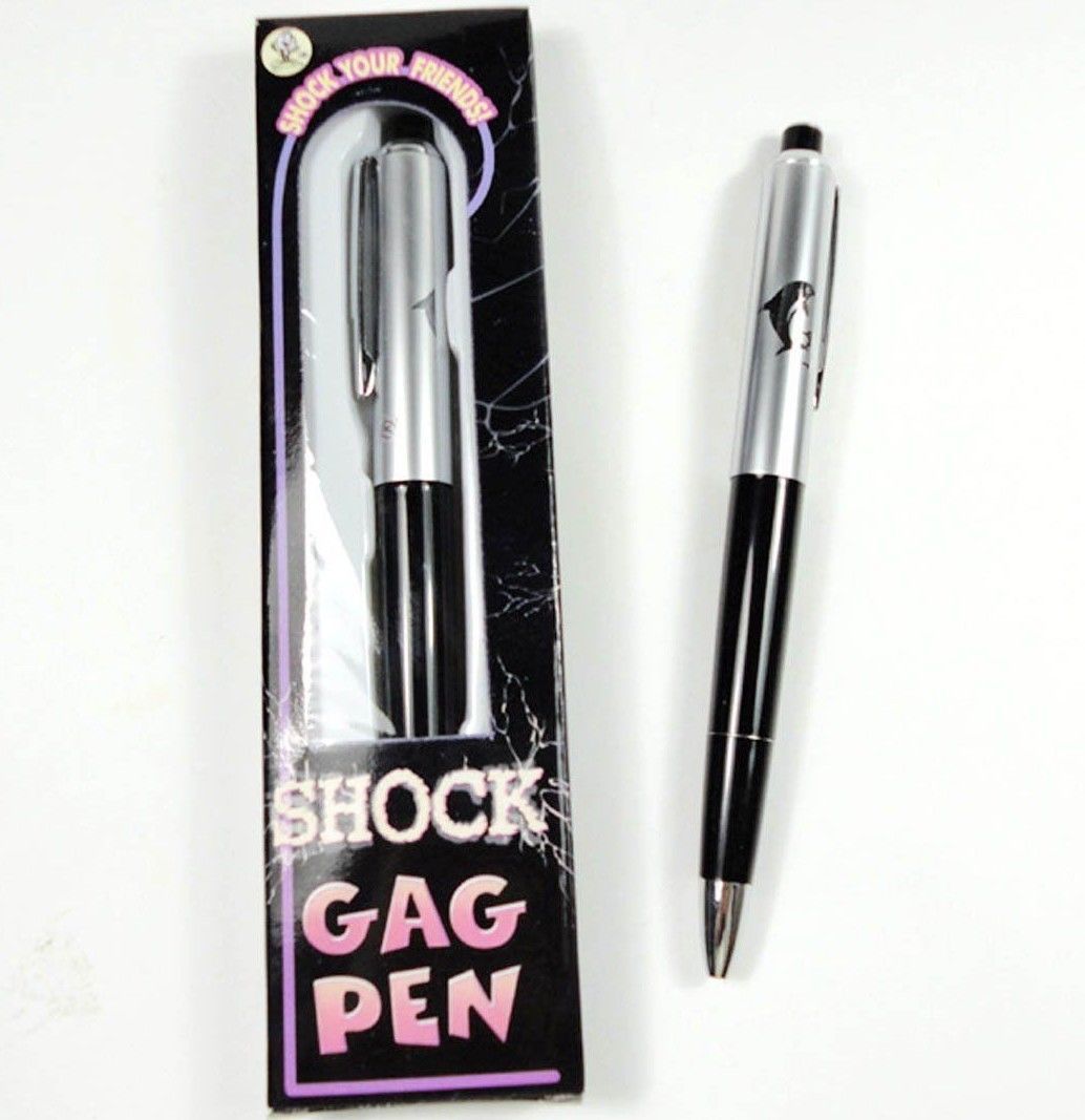 2X Shocking Electric Shock Novelty Metal Pen Prank Trick Joke Gag Toy Gift Funny