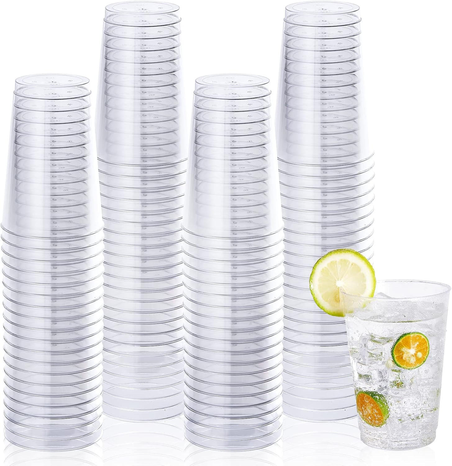 Vplus 150 Pack 12 OZ Reusable Clear Plastic Cups, Disposable Heavy Duty Plastic